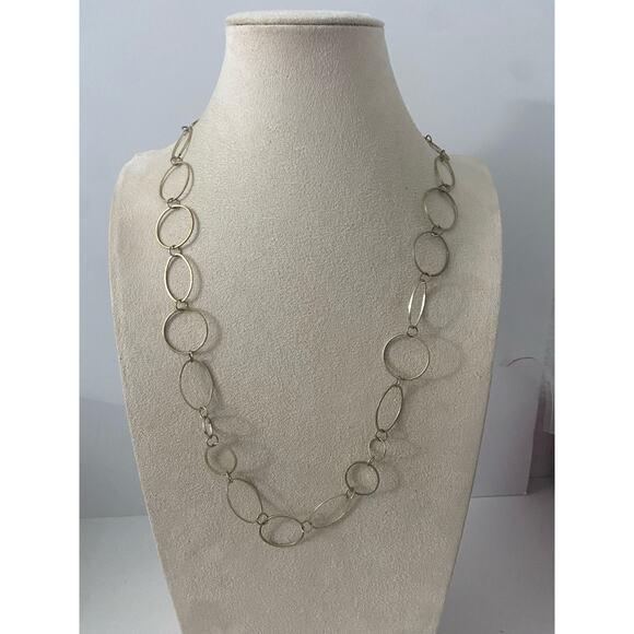oval link chain necklace silver tone - Picture 1 of 5
